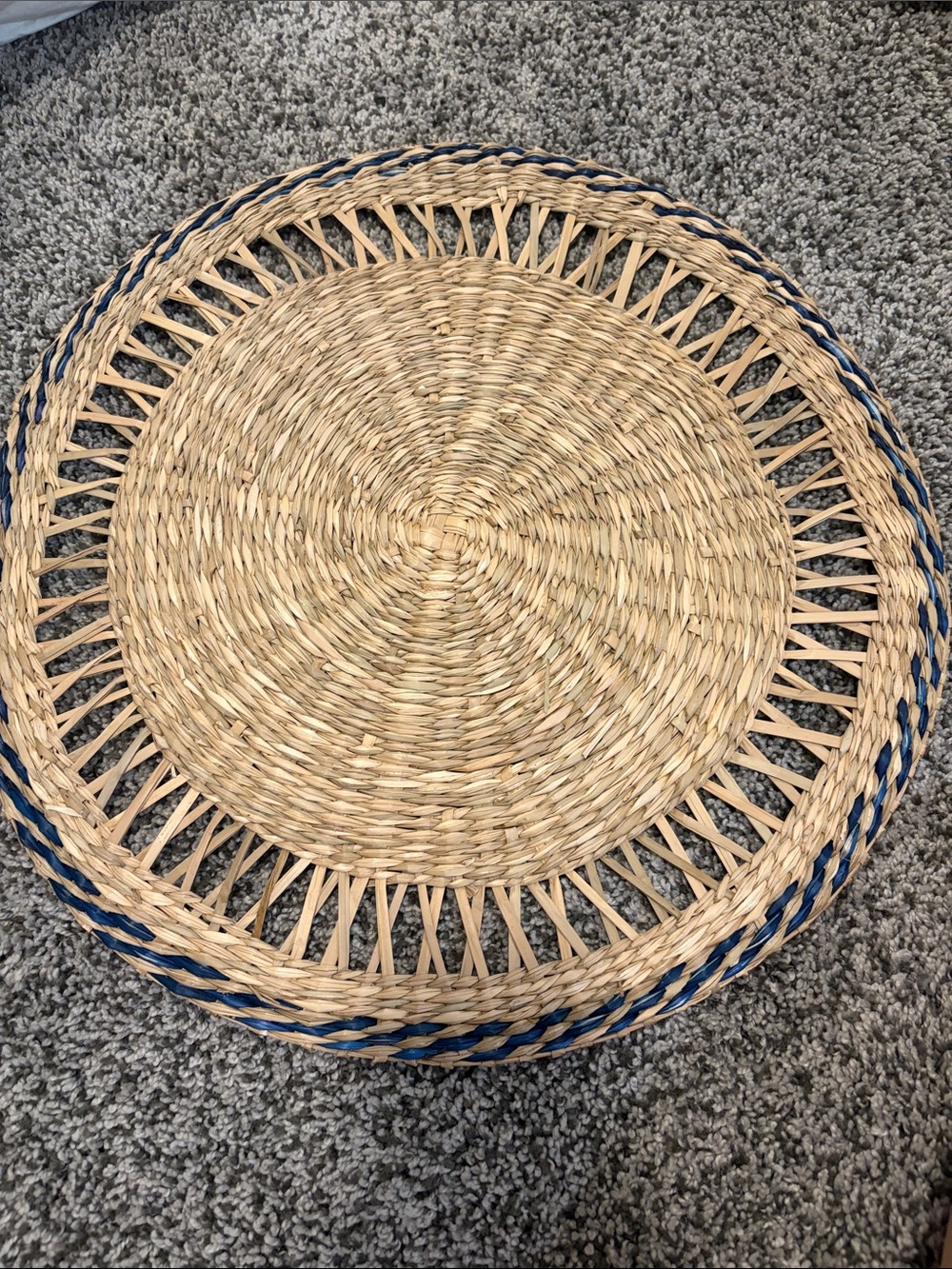 Target Handwoven Seagrass Round Placemat in Natural and Blue